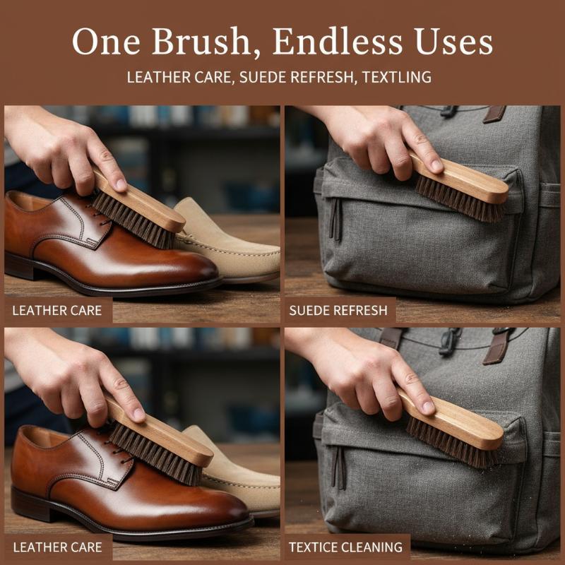 Leather Shoe Polish - 1PC 木製靴ブラシ馬毛の優しいケア革靴のクリーニングと研磨用の耐久性のあるクリーナー男性女性用