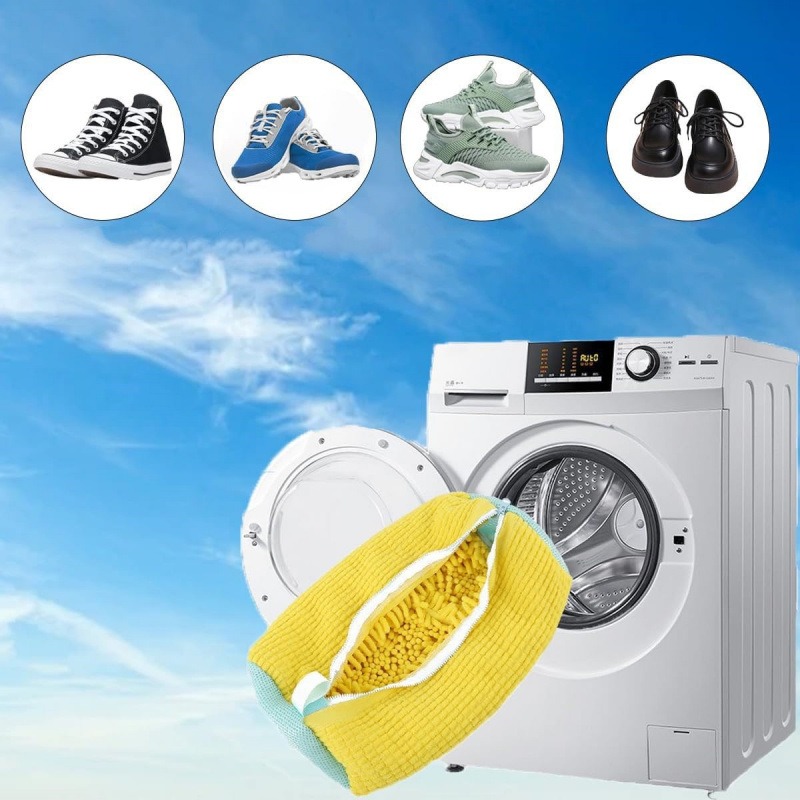 Shoe Cleaner - ふわふわファイバー360 ° サラウンドクリーニングシューズ洗濯バッグ - 再利用可能で耐久性があり、洗濯機で洗えるジッパー開閉式ランドリーバッグ(1個)